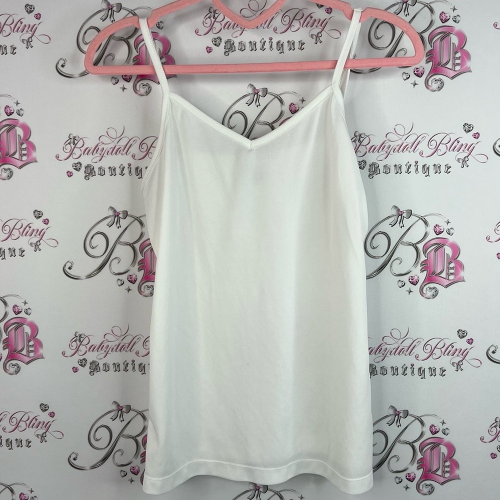 Christina B tank top cami cream Elegant White Camisole Top strappy soft